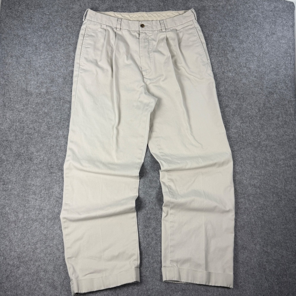 Brooks Brothers Advantage Chino Elliot 36x32 (Fit 36x31) Khaki Pleated Trousers